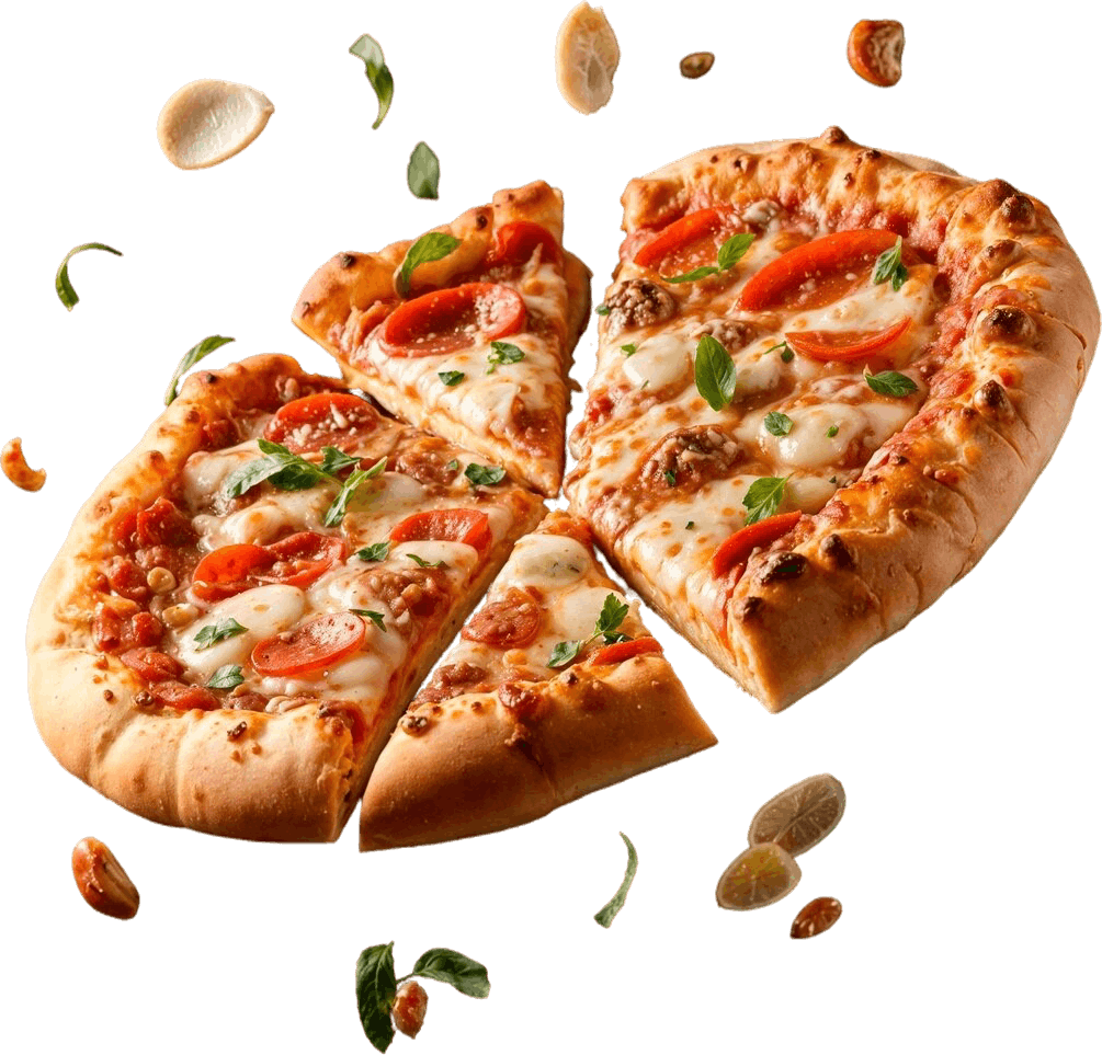 Freshly baked pizza loaded with toppings