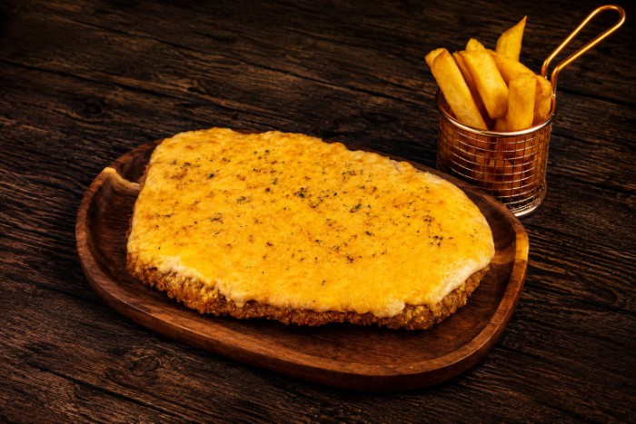 Cheesy baked parmo